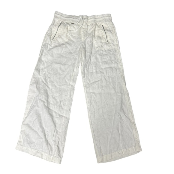 Athleta Cabo Linen Wide Leg Pants Size 12 White - Picture 2 of 5